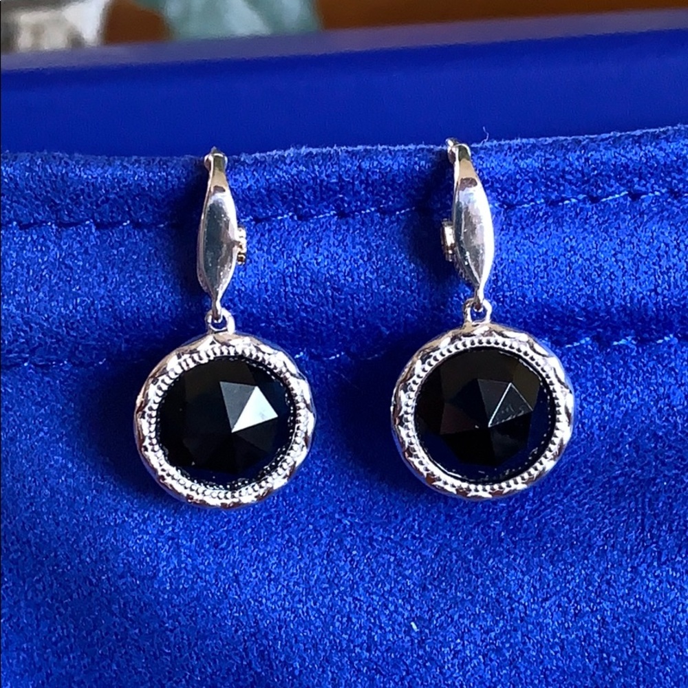 Tacori Black Onyx dangle earrings French hook NEW - Picture 6 of 6
